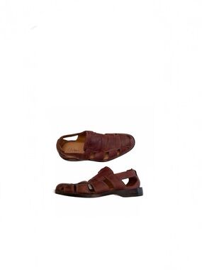 Cole Hahn brown leather woven fisherman summer slip on casual sandals size 9 1/2